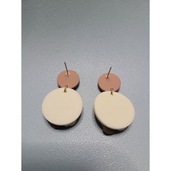 Handmade Mexican Terra Cotta Barro Inspired Dangle Post Earrings Light Weight - Picture 5 of 6